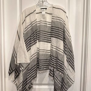 New Womens Banana Republic Cotton Wrap Scarf Shawl Stripe One Size Gray Wrap